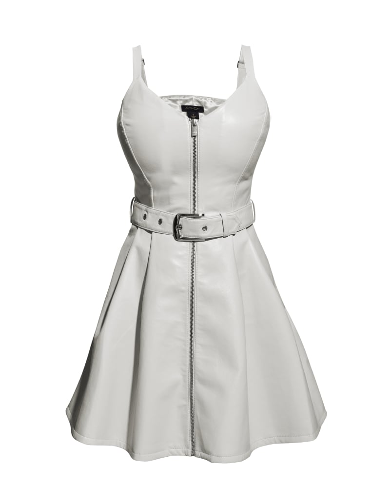 Front of a size 2XL Mikela Recycled Leather Dress in Buttercream by AS by DF. | dia_product_style_image_id:258090